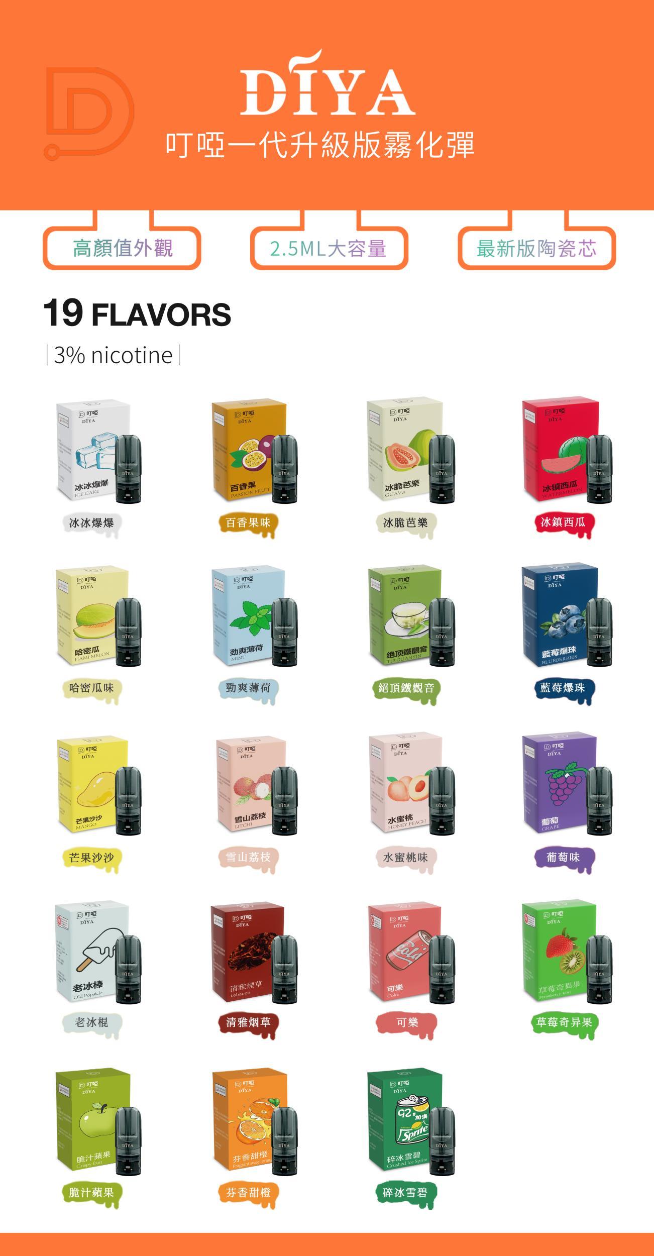 🔥當日發貨🔥 新版DIYA 叮啞煙彈 換彈式電子煙