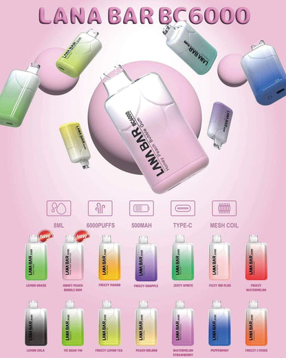 lana6000口一次性電子煙 大口數 可充電